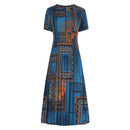 Fashionable Pleated Dress chiffon retro high-end foreign air large thin skirt pleated print dress summer o neck dress XL B-52185 - TUZZUT Qatar Online Shopping