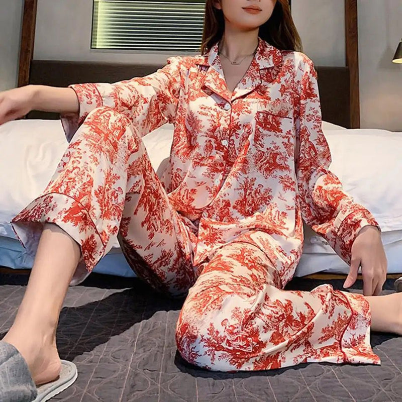 Casual Pajama Set Floral Print Women's Pajama Set M X4868095