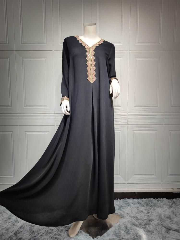 Plain Lace Fashion Jalabiya Dress 2XL B-63077