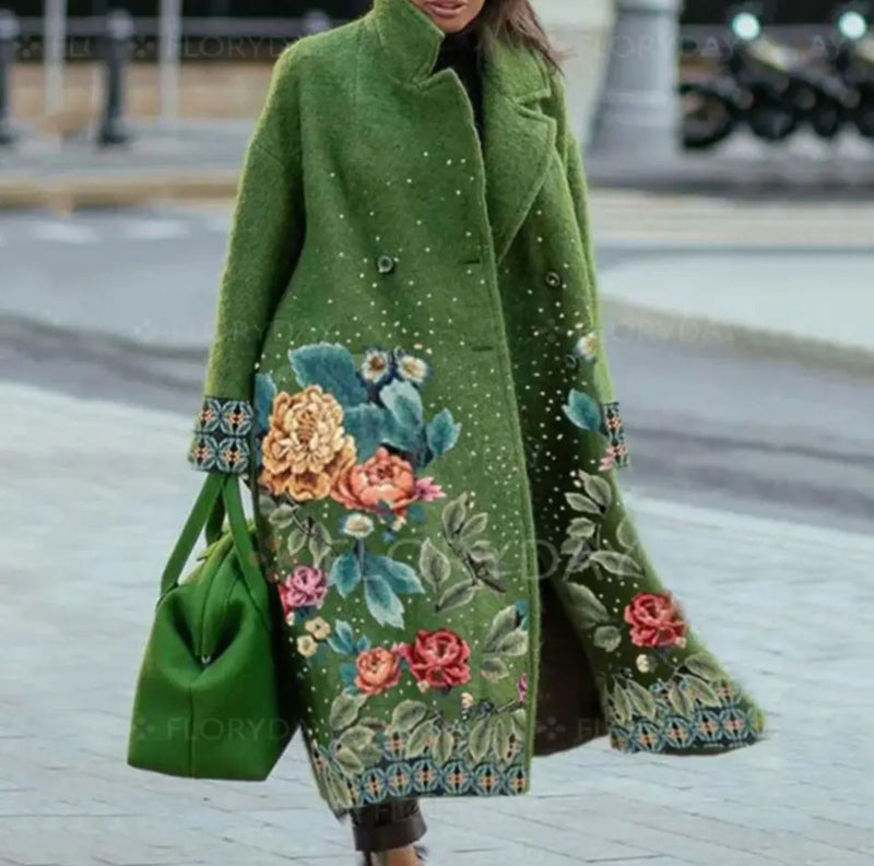 Spring Autumn Women's Overcoats Matching Plaid Long Sleeve Lapel Coat XL S4236316