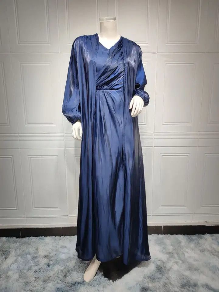 Muslim Long Sleeve V-Neck Long Dress L S4952646