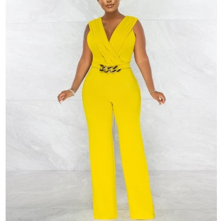 Women's Sleeveless Solid Color Jumpsuit M 416887
