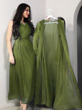 2 Pcs Women's Long Sleeve Solid Color Modest Fashion Dress 428793