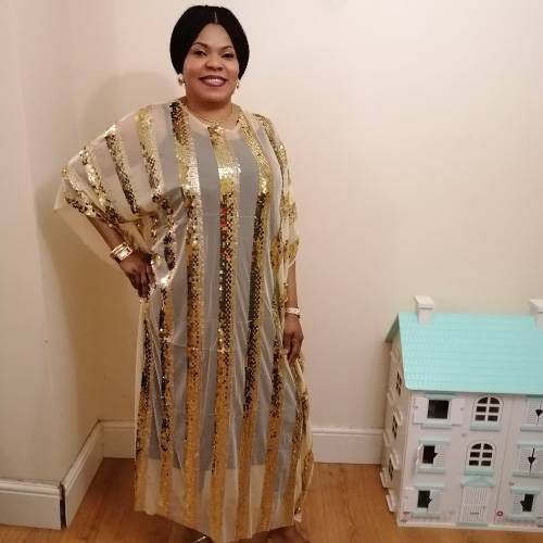 Ethnic Clothing Dashiki Striped Abaya 2 Pieces Set 402252