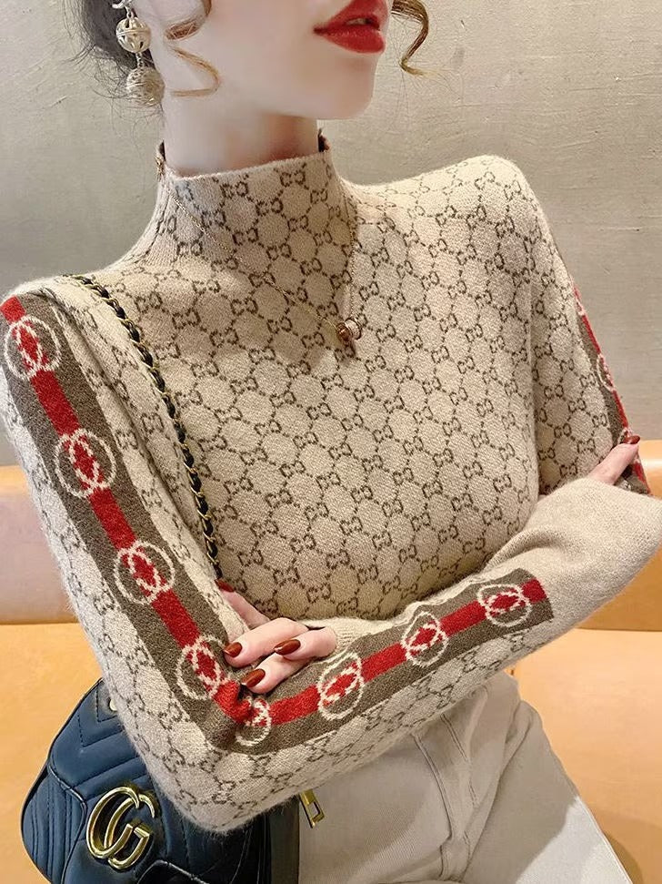 Women's Long Sleeve Color block/ Stitching Color Knit Top 496835 Women's Long Sleeve Color block/ Stitching Color Knit Top 496835