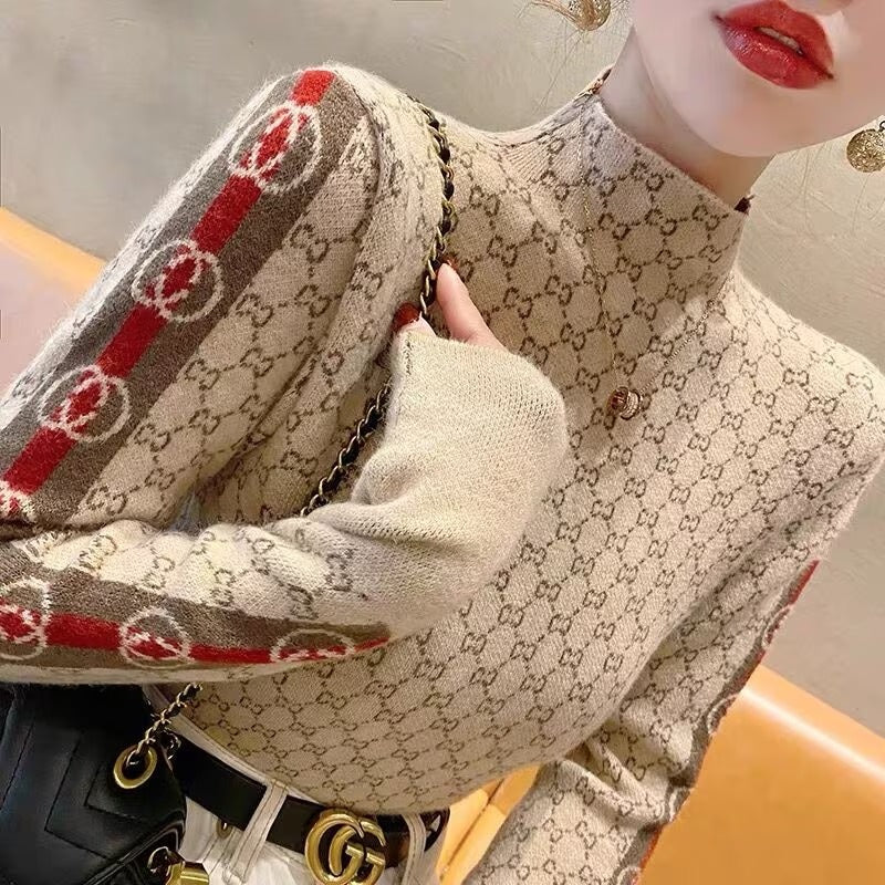 Women's Long Sleeve Color block/ Stitching Color Knit Top 496835 Women's Long Sleeve Color block/ Stitching Color Knit Top 496835