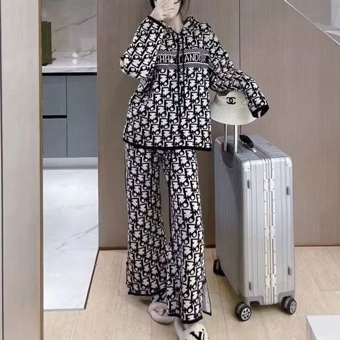 2 Pcs Women's Long Sleeve Geometry Pants Set 350468 2 Pcs Women's Long Sleeve Geometry Pants Set 350468