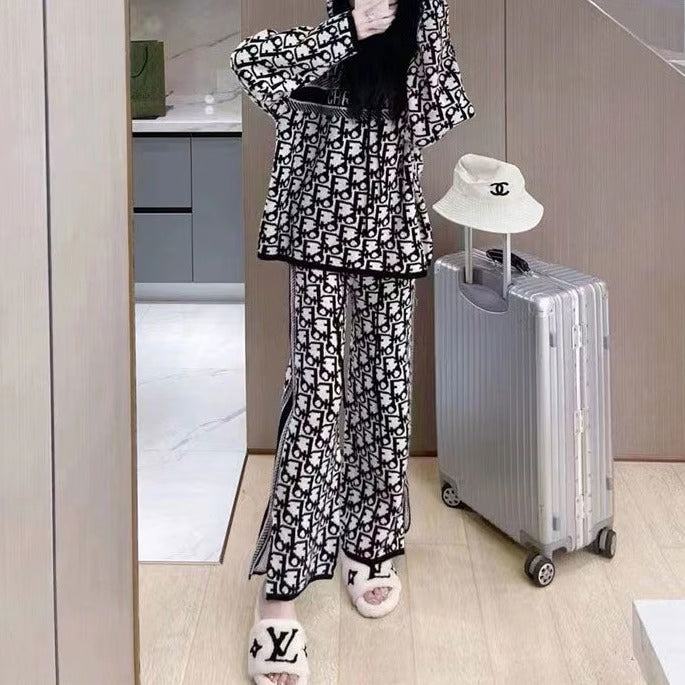 2 Pcs Women's Long Sleeve Geometry Pants Set 350468 2 Pcs Women's Long Sleeve Geometry Pants Set 350468