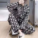 2 Pcs Women's Long Sleeve Geometry Pants Set 350468 - TUZZUT Qatar Online Shopping