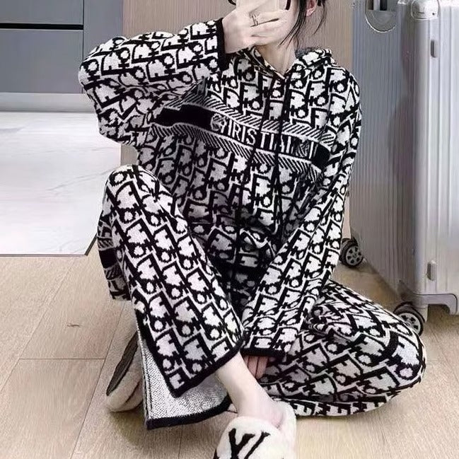 2 Pcs Women's Long Sleeve Geometry Pants Set 350468 2 Pcs Women's Long Sleeve Geometry Pants Set 350468