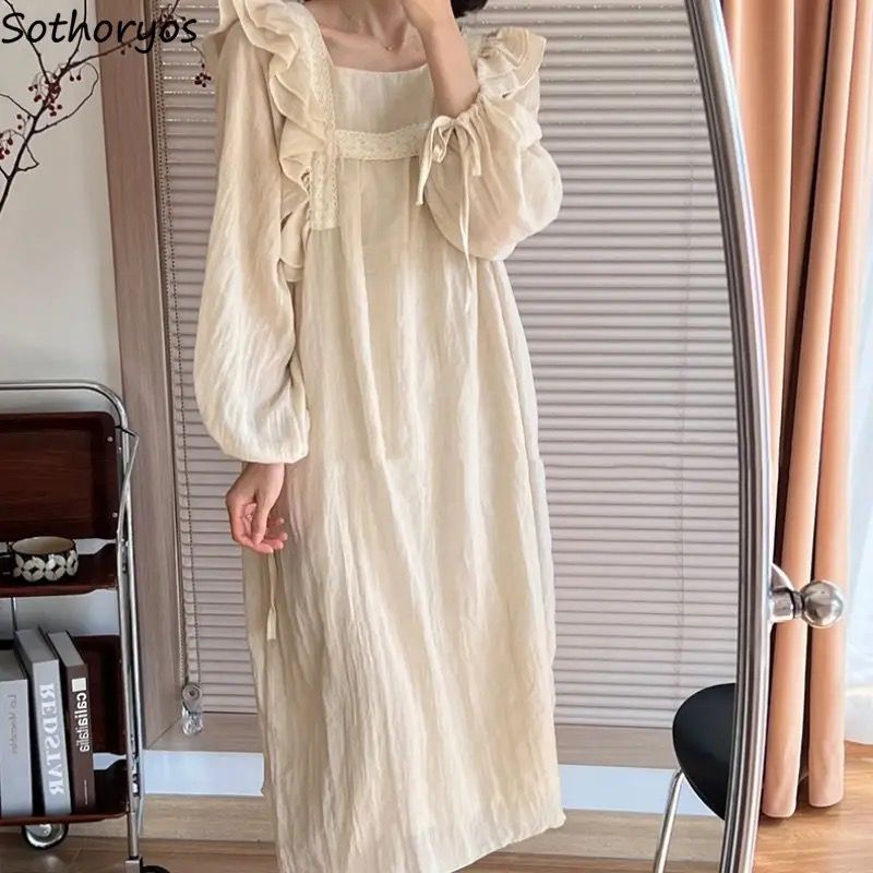 Women's Long Sleeve Lace Nightgowns M 469935