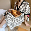 Women's summer dress, black and White S 397590 - TUZZUT Qatar Online Shopping