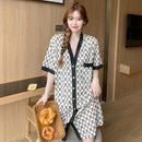 Women's summer dress, black and White S 397590 - TUZZUT Qatar Online Shopping