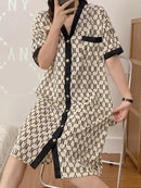 Women's summer dress, black and White S 397590 - TUZZUT Qatar Online Shopping