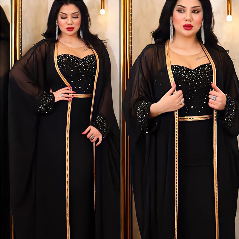 2 Pcs Women's Long Sleeve Solid Color Lace/Mesh Arabian Set XL 462044