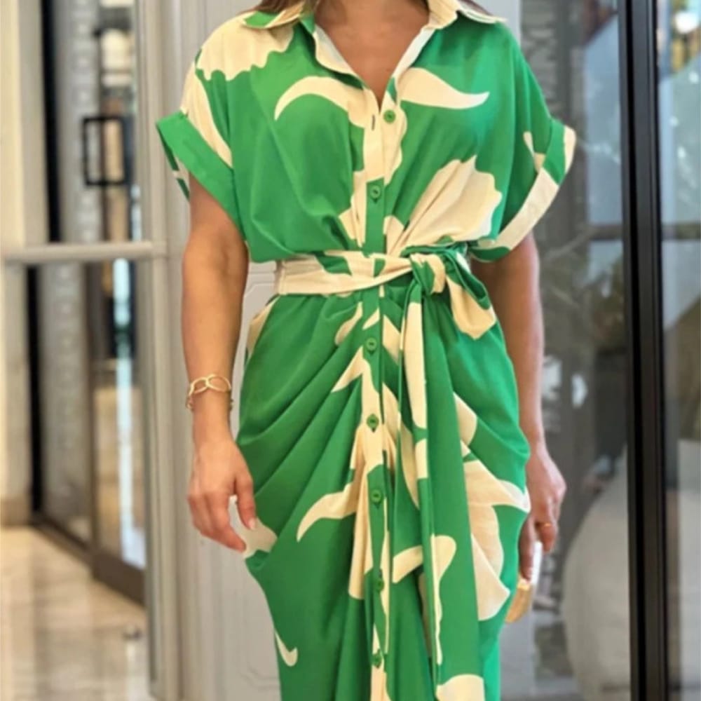 Women Elegant Button Wrap Shirt Dress M B-53754 Women Elegant Button Wrap Shirt Dress M B-53754