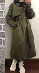 Windbreaker Autumn Winter Women Lapel Double Breasted Trench Coats Office Long Lining Korean Fashion Clothing 26820 - TUZZUT Qatar Online Shopping