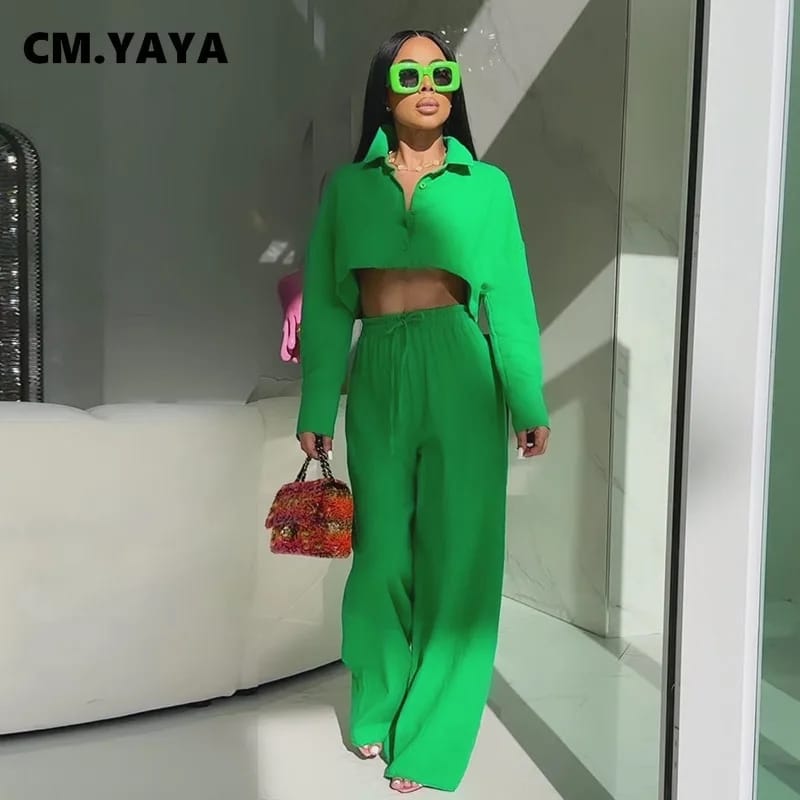 2 Piece Set Women Long Sleeve Mini Shirt and Wide Leg Straight Pants 457238 2 Piece Set Women Long Sleeve Mini Shirt and Wide Leg Straight Pants 457238