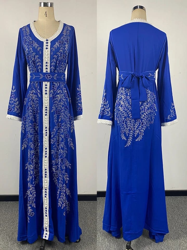 Wedding Evening Party Dress Elegant Kaftan Robe Diamond Belt Moroccan Abaya M X4624820