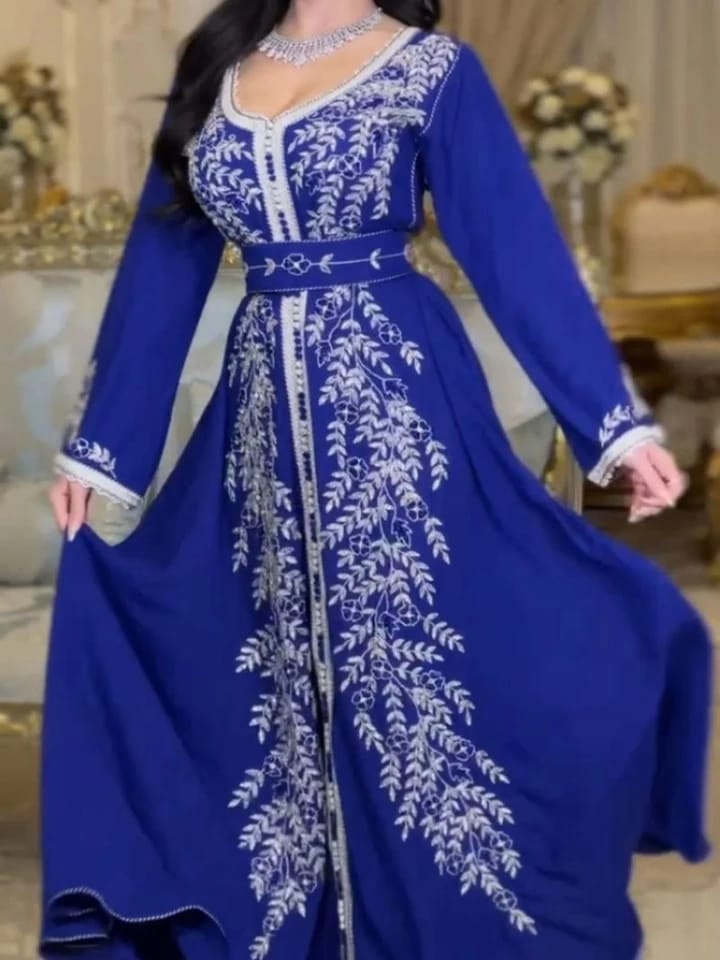 Wedding Evening Party Dress Elegant Kaftan Robe Diamond Belt Moroccan Abaya M X4624820