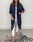 Women's thin silk V-neck loose top L B-67814 - TUZZUT Qatar Online Shopping