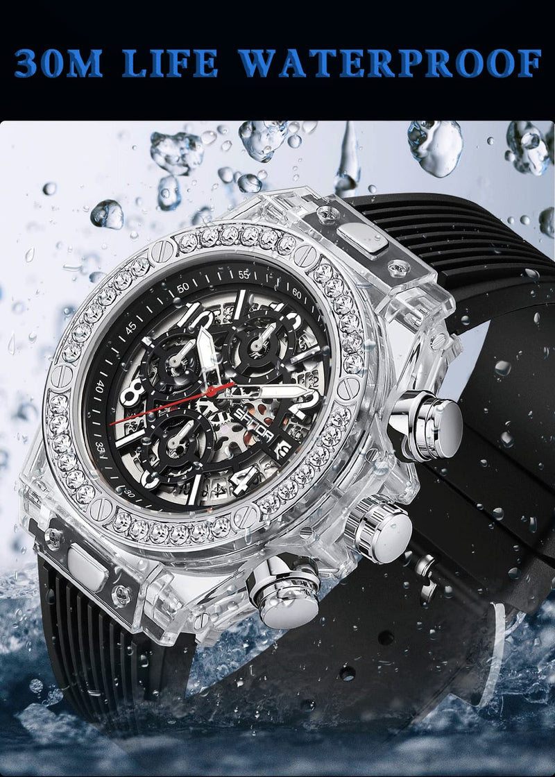 SANDA Top Brand Men Quartz Watches Water Diamond Business Watch