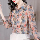 Fashion Printing Turn-down Collar Long Sleeve Blouse 2XL X5049389 - TUZZUT Qatar Online Shopping
