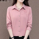 Fashion Printing Turn-down Collar Long Sleeve Blouse 2XL X5049389 - TUZZUT Qatar Online Shopping