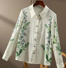 Fashion Printing Turn-down Collar Long Sleeve Blouse 2XL X5049389 - TUZZUT Qatar Online Shopping