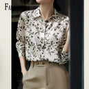 Fashion Printing Turn-down Collar Long Sleeve Blouse 2XL X5049389 - TUZZUT Qatar Online Shopping