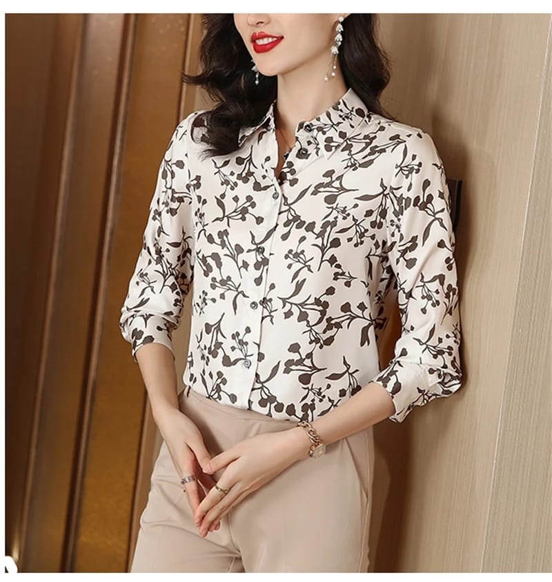 Fashion Printing Turn-down Collar Long Sleeve Blouse 2XL X5049389 Fashion Printing Turn-down Collar Long Sleeve Blouse 2XL X5049389