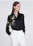 Fashion Printing Turn-down Collar Long Sleeve Blouse 2XL X5049389 - TUZZUT Qatar Online Shopping