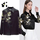 Fashion Printing Turn-down Collar Long Sleeve Blouse 2XL X5049389 - TUZZUT Qatar Online Shopping