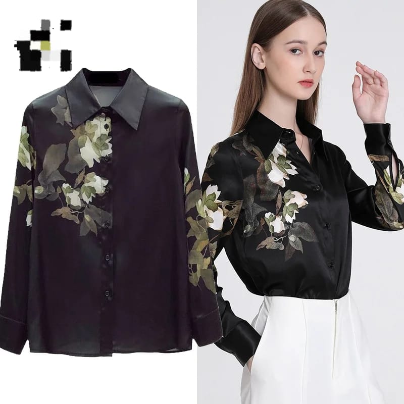 Fashion Printing Turn-down Collar Long Sleeve Blouse 2XL X5049389 Fashion Printing Turn-down Collar Long Sleeve Blouse 2XL X5049389