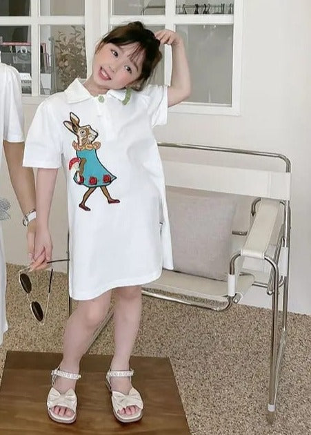 Rabbit Cartoon Shirts Kids Dress 3-4Y S4575639