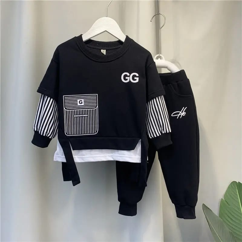 Children Stripe Baby Long Sleeve Sweater and Pants Suit 2-3Y 486366