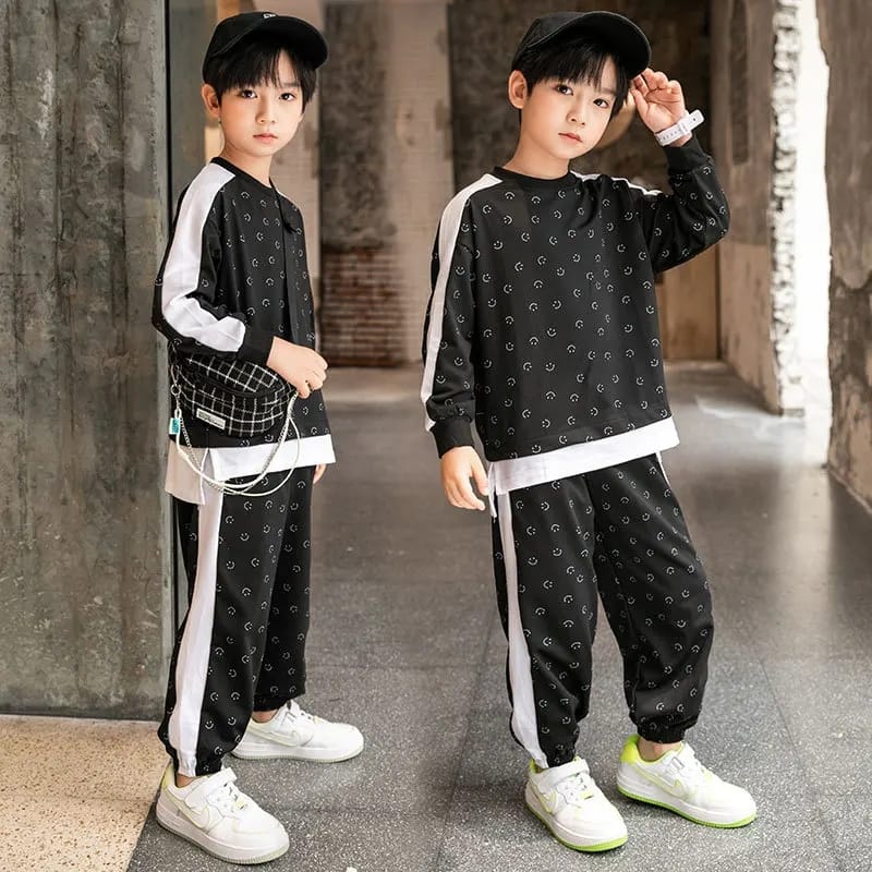 2 Pcs Autumn Spring Baby Boys Smile Print Sweater Top and Pant Set 7-8Y 495542