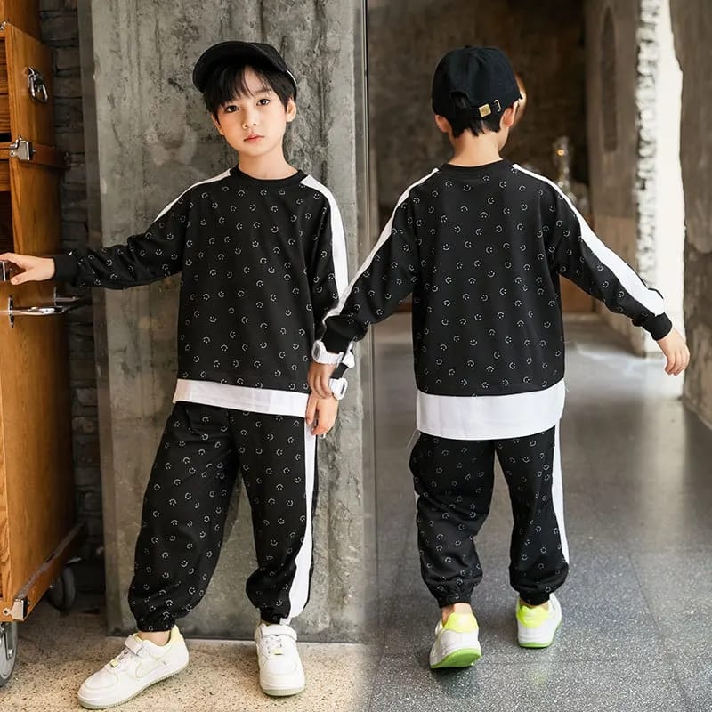 2 Pcs Autumn Spring Baby Boys Smile Print Sweater Top and Pant Set 7-8Y 495542