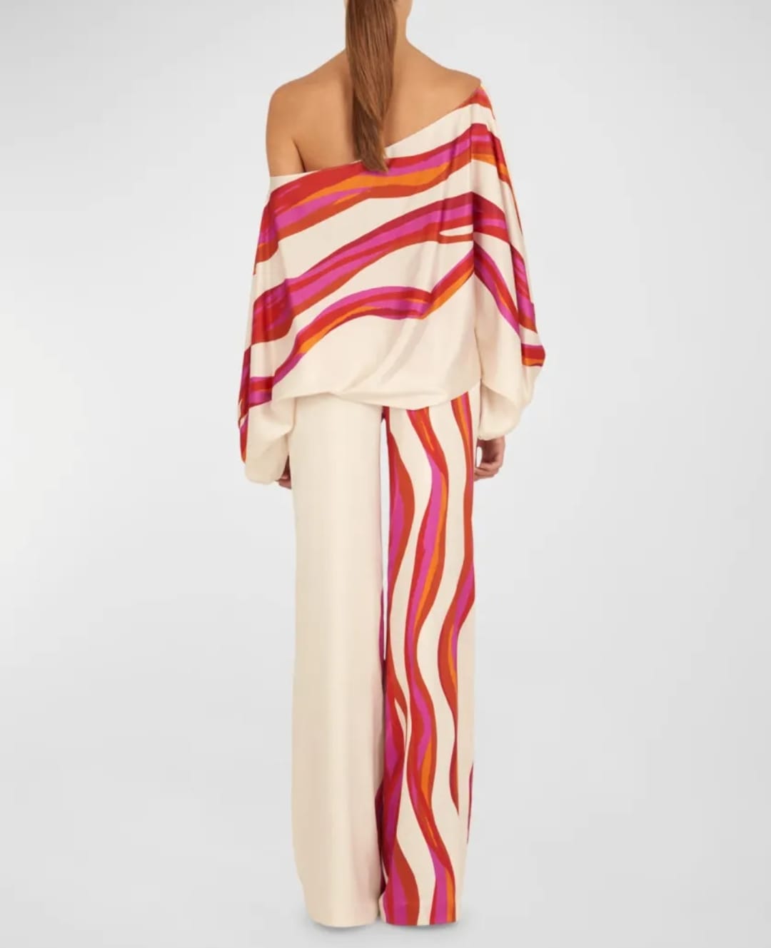 2Pcs/Set Off Shoulder Lantern Long Sleeve High Waist Straight Wide Leg Pant L 114556 2Pcs/Set Off Shoulder Lantern Long Sleeve High Waist Straight Wide Leg Pant L 114556