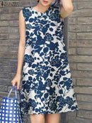 ZANZEA Women's Floral Printed Bohemian Dress 5XL S4653573 - TUZZUT Qatar Online Shopping