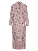 New Autumn Women's Casual Lapel Collar Button Vintage Floral Print Boho Long Dress B-106773 - TUZZUT Qatar Online Shopping