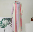 Women's Maxi Dresses Striped Shirt Printed Dress 118965 - TUZZUT Qatar Online Shopping