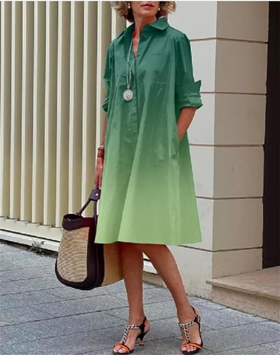 Women's Casual Shirt Dress Shirt Collar Long Sleeve Shift Midi Dresses 116137 Women's Casual Shirt Dress Shirt Collar Long Sleeve Shift Midi Dresses 116137