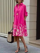 Women's Casual Shirt Dress Shirt Collar Long Sleeve Shift Midi Dresses 116137 - TUZZUT Qatar Online Shopping