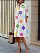 Flower Letter Print Skirt Loose Casual Office Lady Shirt 120841 - TUZZUT Qatar Online Shopping