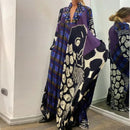 Spring Summer V-Neck Long Sleeve Loose Maxi Dress 2XL B-138723 - TUZZUT Qatar Online Shopping