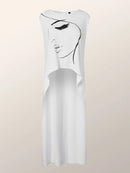 Korean Fashion Figure Print High-Low Tank Top 121207 - TUZZUT Qatar Online Shopping