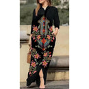 New Autumn Women's Casual Lapel Collar Button Vintage Floral Print Boho Long Dress B-106773 - TUZZUT Qatar Online Shopping