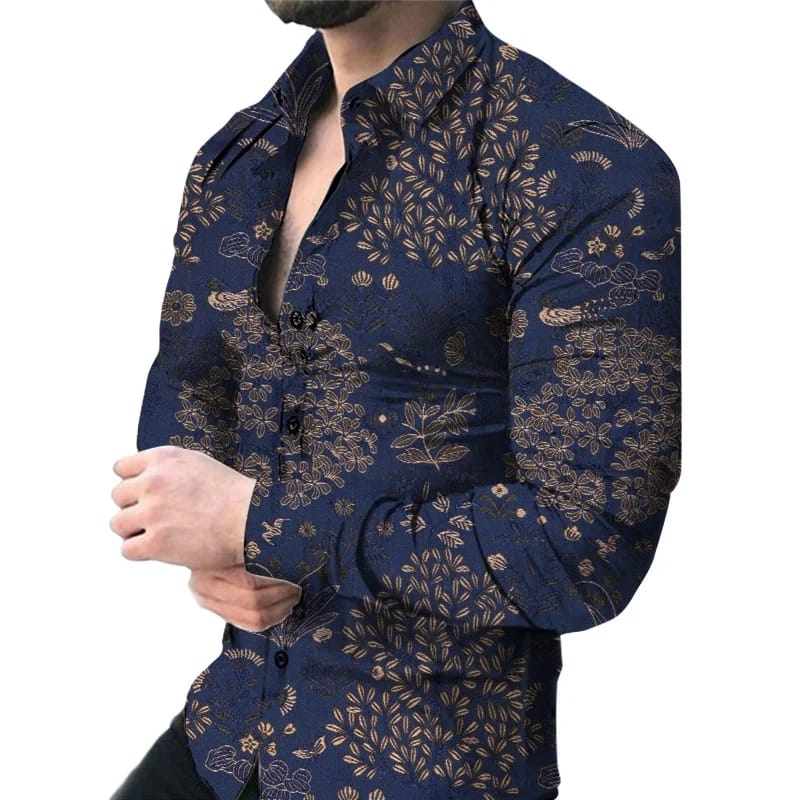 New Men's Printed Fashion Long Sleeve Shirt XL S827937