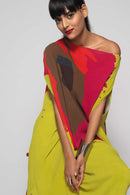 Green Poly Satin One Shoulder Tunic Dress M 121050 - TUZZUT Qatar Online Shopping